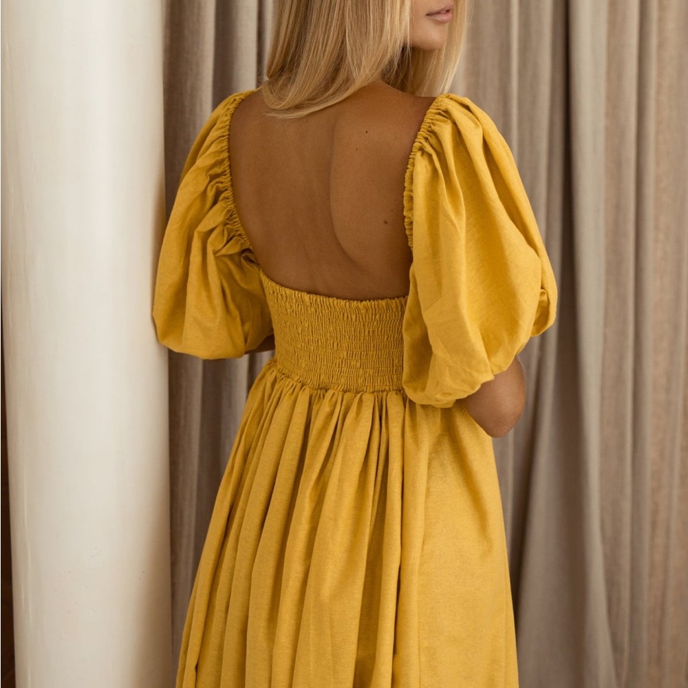 ELF Women's Long Sleeve Dress - Mustard Yellow - Picture 5 of 11